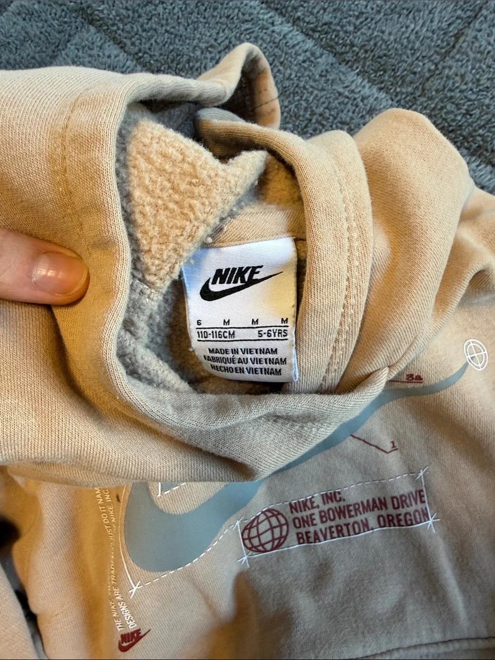 Nike Kids Tan Hoodie NIKE Logo